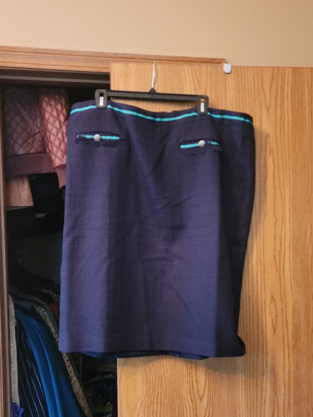 Talbots Navy Mini Skirt with Aqua Trim